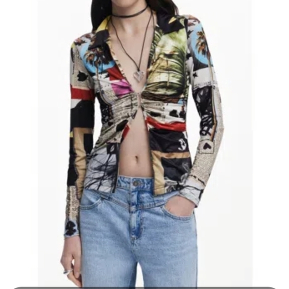 Desigual Tops - Desigual Women's Collage Print Shirt designed Size Large